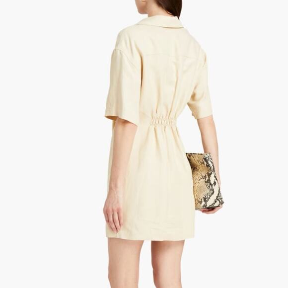 Sandro Elba Draped Twill Linen Mini Dress - Picture 2 of 9